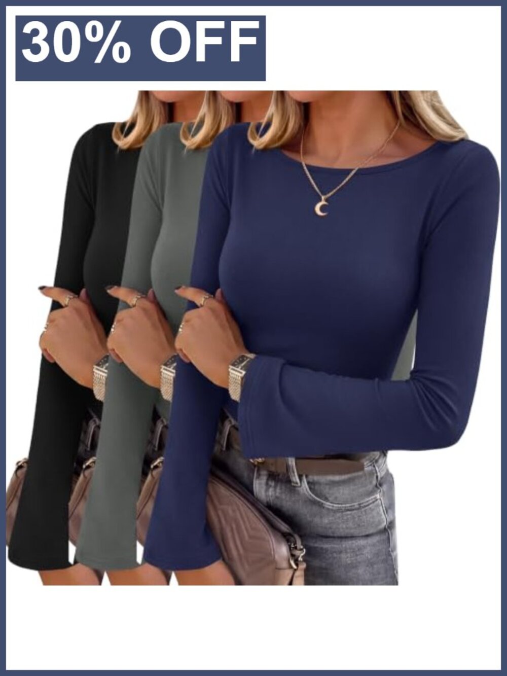 Ekouaer Women's Bell Sleeve Boat Neck Thermal Shirt Long Sleeve Slim Fit Top